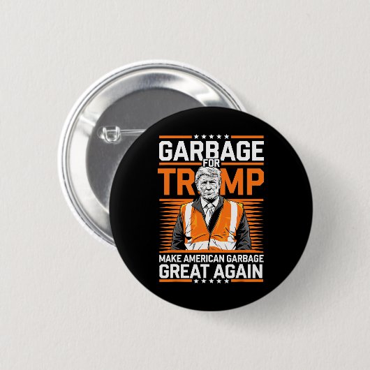 Donald Trump Garbage Orange Reflection Safety Vest Button (Vorne & Hinten)