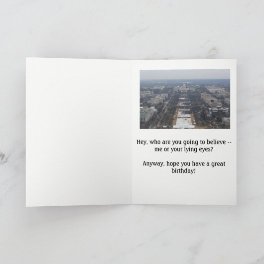 Donald Trump - Geburtskarte "riesiges Party" Dankeskarte (Innenseite)