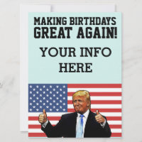 DONALD TRUMP GEBURTSTAG PARTY CUSTOM EINLAGEN