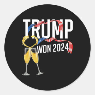 Donald Trump gewinnt 2024 Wahleinweihung Men Wo Runder Aufkleber