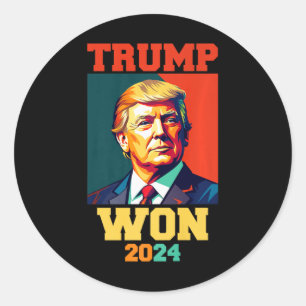 Donald Trump gewinnt 2024 Wahleinweihung Men Wo Runder Aufkleber