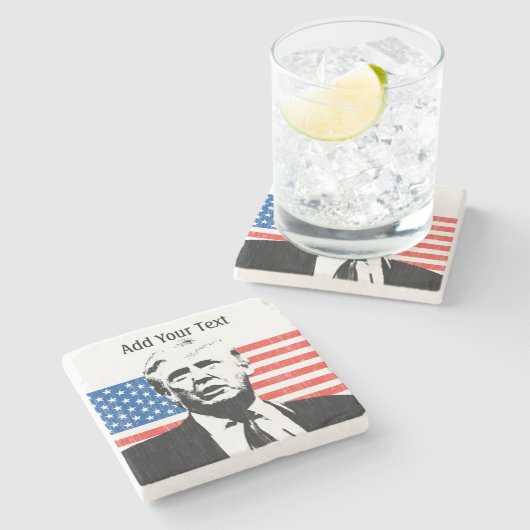 Donald Trump - Gewohnter Text Steinuntersetzer (Seitenansicht)