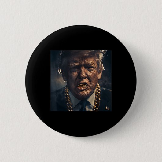 Donald Trump Gold Grillz Button (Vorderseite)