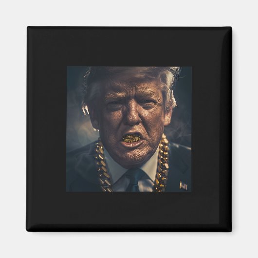 Donald Trump Gold Grillz Magnet (Vorne)