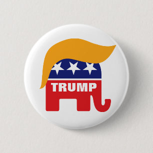 Donald Trump Haar GOP Elefant Logo Button