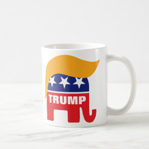 Donald Trump Haar GOP Elefant Logo Kaffeetasse