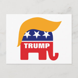 Donald Trump Haar GOP Elefant Logo Postkarte
