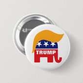 Donald Trump Hair GOP Elephant-Logo Button (Vorne & Hinten)