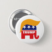 Donald Trump Hair GOP Elephant-Logo Button (Vorne & Hinten)