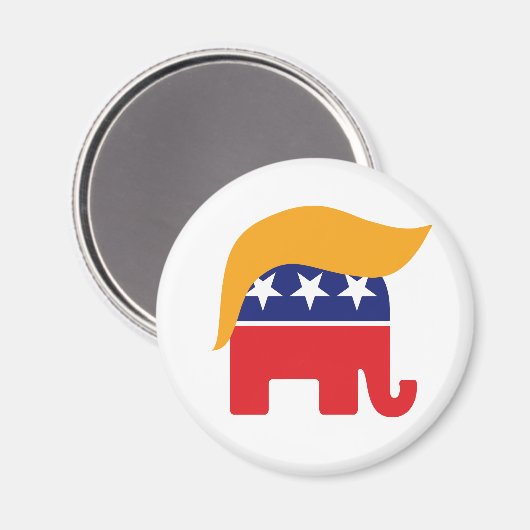 Donald Trump Hair GOP Elephant-Logo Magnet (Vorderseite/Rückseite)