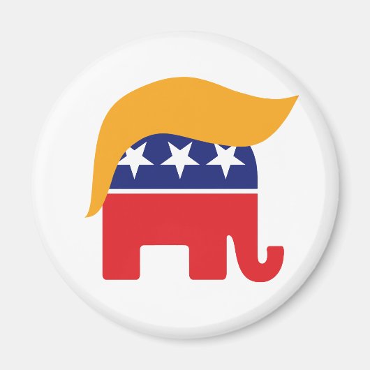 Donald Trump Hair GOP Elephant-Logo Magnet (Vorne)