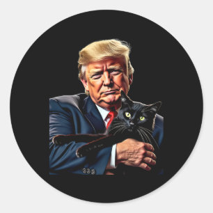 Donald Trump hält Katzen-Grafik Lustige politische Runder Aufkleber