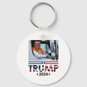 Donald Trump in Garbyge Truck Team Garage für Trum Schlüsselanhänger