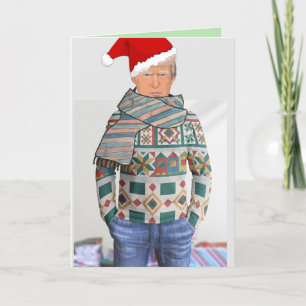 DONALD TRUMP in Weihnachtspulli Grußkarten Dankeskarte