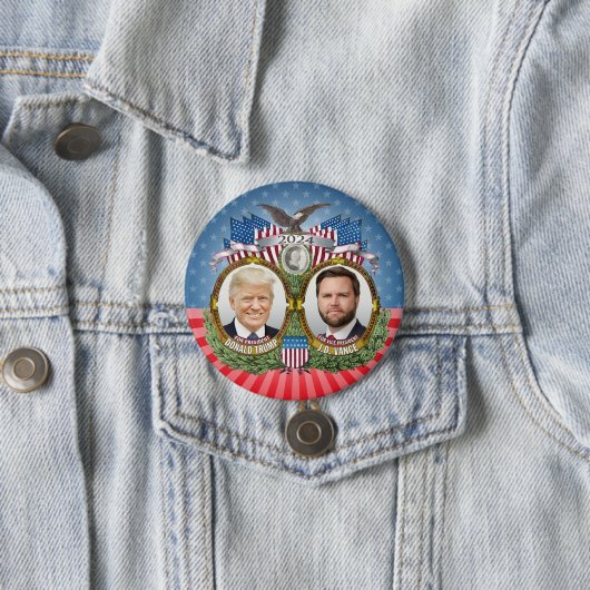 Donald Trump JD Vance Präsident Vice Foto Stars Button (Beispiel)