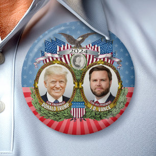 Donald Trump JD Vance Präsident Vice Foto Stars Button