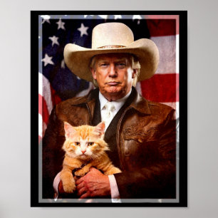 Donald Trump Katze Shirt Lustiges Cowboy Trump 202 Poster