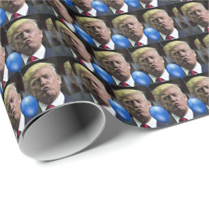 DONALD TRUMP KISS BIRTHDAY FUNNY WRAPPING PAPIER GESCHENKPAPIER