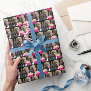 DONALD TRUMP KISS CUPCAKES GEBURTSTAG WRAPPING PAP GESCHENKPAPIER