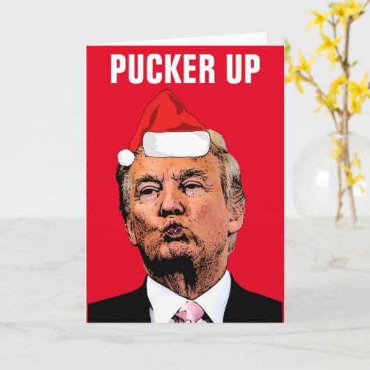 DONALD TRUMP KISS "PUCKER UP" CHRISTMAS CARDS KARTE (Gelbe Blume)