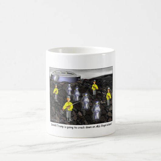 Donald Trump knackt unten auf aller illegalen Kaffeetasse (Mittel)