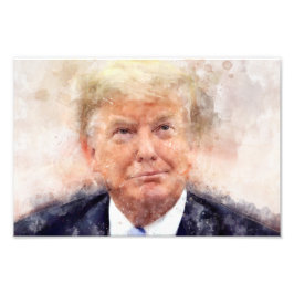 Donald Trump lächelt Porträt Aquarell Fotodruck