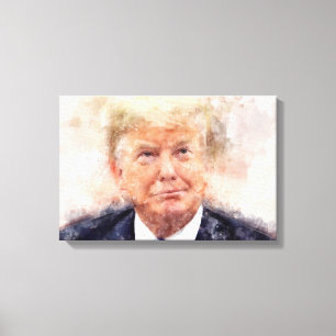 Donald Trump lächelt Porträt Aquarell Leinwanddruck
