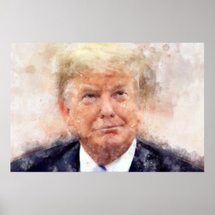 Donald Trump lächelt Porträt Aquarell Poster