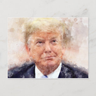 Donald Trump lächelt Porträt Aquarell Postkarte