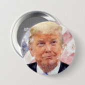 Donald Trump lächelt unter amerikanischer Flagge Button (Vorne & Hinten)