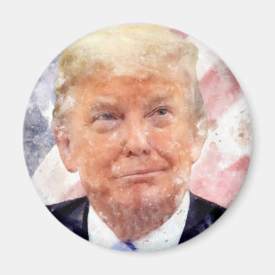 Donald Trump lächelt unter amerikanischer Flagge Magnet