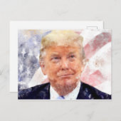 Donald Trump lächelt unter amerikanischer Flagge Postkarte (Vorne/Hinten)