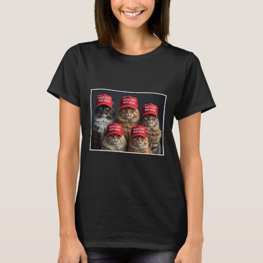 Donald Trump macht Cats wieder sicher Red Hat 2024 T-Shirt (Vorderseite)
