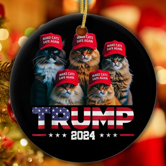 Donald Trump macht Cats wieder sicherer Red Hat 20 Keramik Ornament