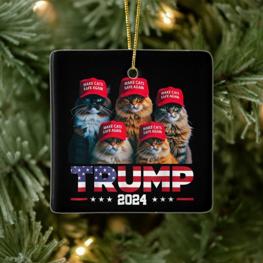 Donald Trump macht Cats wieder sicherer Red Hat 20 Keramikornament (Baum)