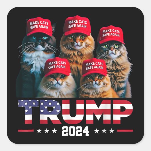 Donald Trump macht Cats wieder sicherer Red Hat 20 Quadratischer Aufkleber (Vorderseite)