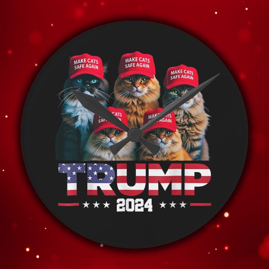 Donald Trump macht Cats wieder sicherer Red Hat 20 Runde Wanduhr
