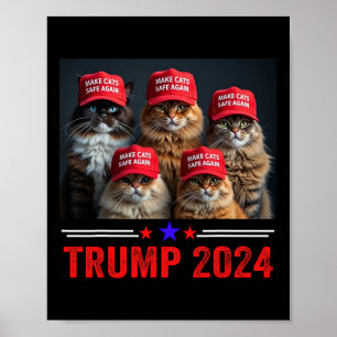 Donald Trump Macht Katzen Wieder Sicher Rote Mütze Poster