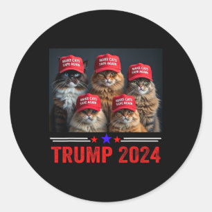 Donald Trump Macht Katzen Wieder Sicher Rote Mütze Runder Aufkleber