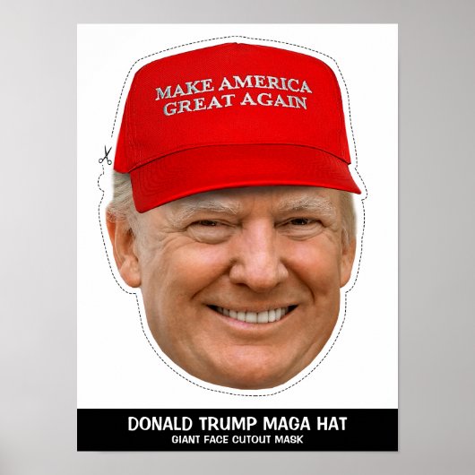 DONALD TRUMP MAGA HAT CUTOUT MASKE POSTER (Vorne)