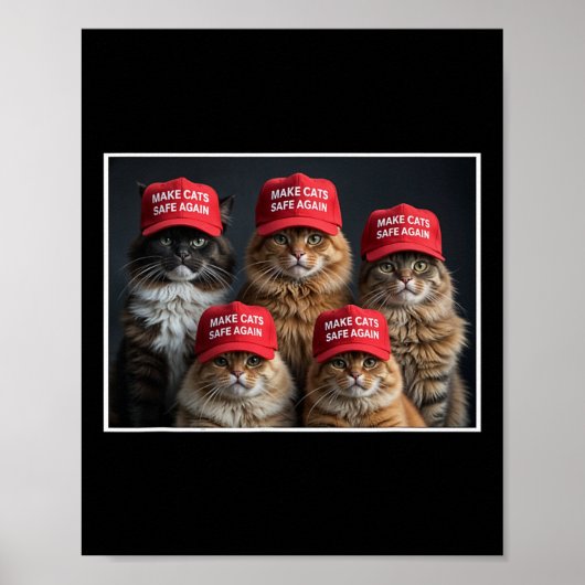 Donald Trump Make Cats Safe Again Red Hat 2024 Det Poster (Vorne)
