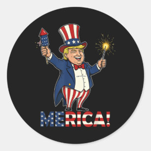 Donald Trump Merica 4. Juli Feuerwerk Patrioti Runder Aufkleber