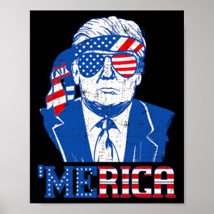 Donald Trump Merica Trump Sungl US Flag 4. Juli Poster