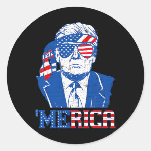 Donald Trump Merica Trump Sungl US Flag 4. Juli Runder Aufkleber