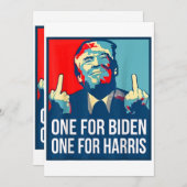 Donald Trump Middle Finger Biden Harris America Re Einladung (Vorne/Hinten)
