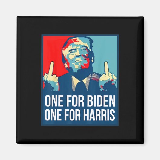 Donald Trump Middle Finger Biden Harris America Re Magnet (Vorne)