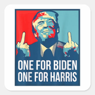 Donald Trump Middle Finger Biden Harris America Re Quadratischer Aufkleber