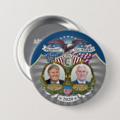 Donald Trump & Mike Pence Jugate Foto Blue 2020 Button (Vorne & Hinten)