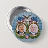 Donald Trump & Mike Pence Jugate Foto Blue Design Button (Vorne & Hinten)
