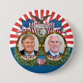 Donald Trump & Mike Pence Jugate Foto Red Blue Button (Vorderseite)
